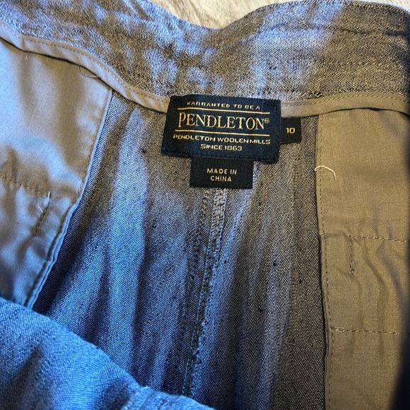 Pendleton Blue Woolen Linen Blend Wide Leg Pants High Rise Lightweight Trousers - Picture 3 of 8